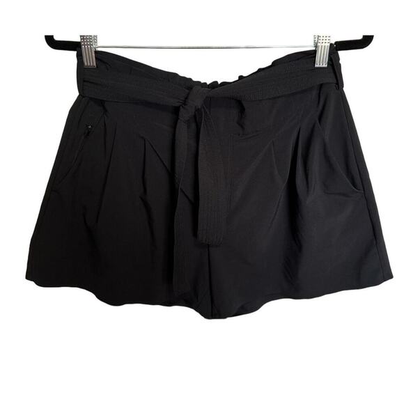 Athleta Skyline Shorts Paperbag Waist Tie Pleated High Waisted Black Size 10 - Picture 3 of 9